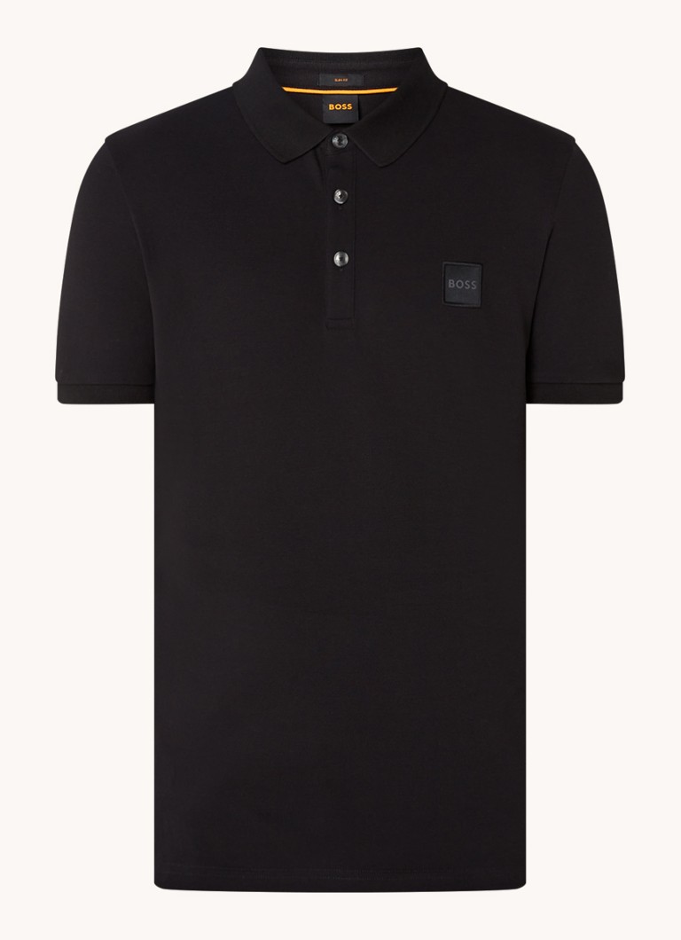 Polo HUGO BOSS Passenger slim fit em piqué de algodão com logotipo.