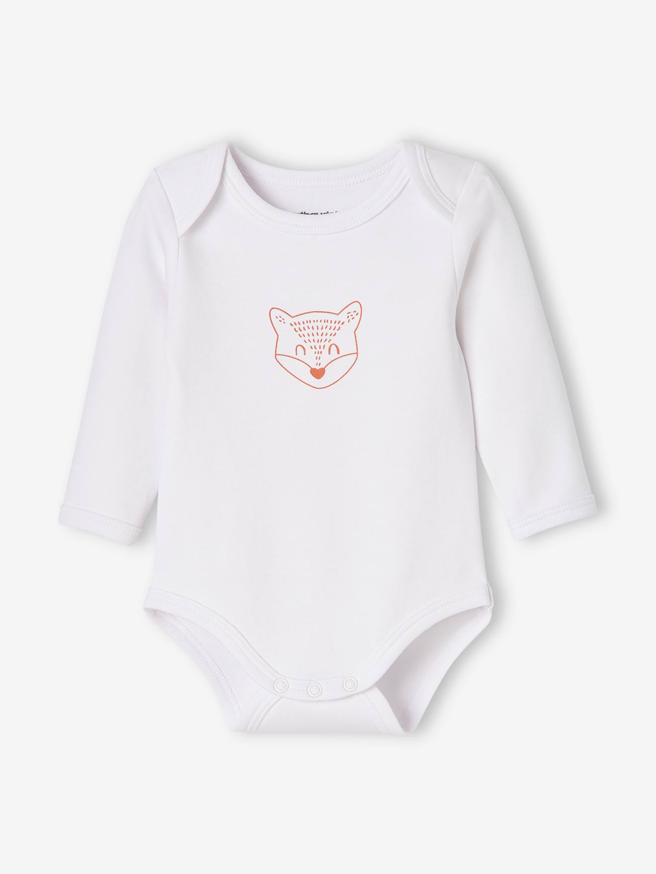 Lot de 5 bodies « animaux » bébé naissance ouverture US manches longues BASICS lot ivoire