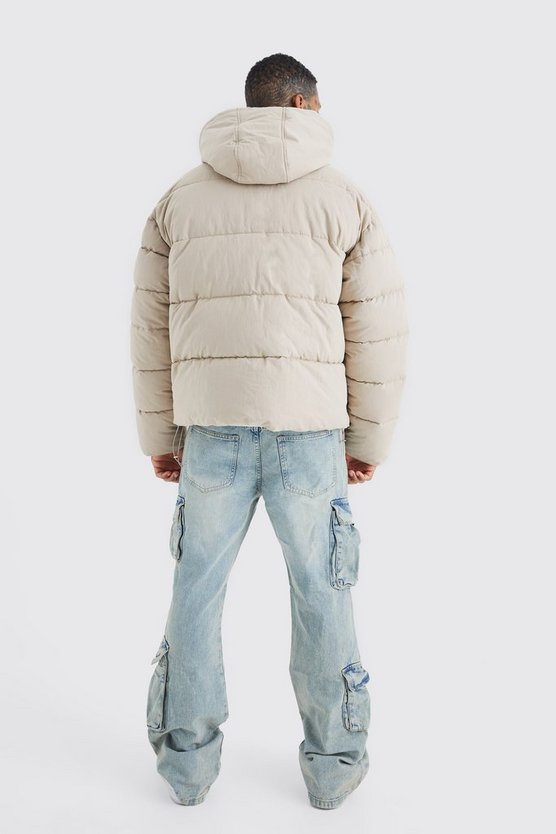 Kastige Nylon-Steppjacke in Knitteroptik