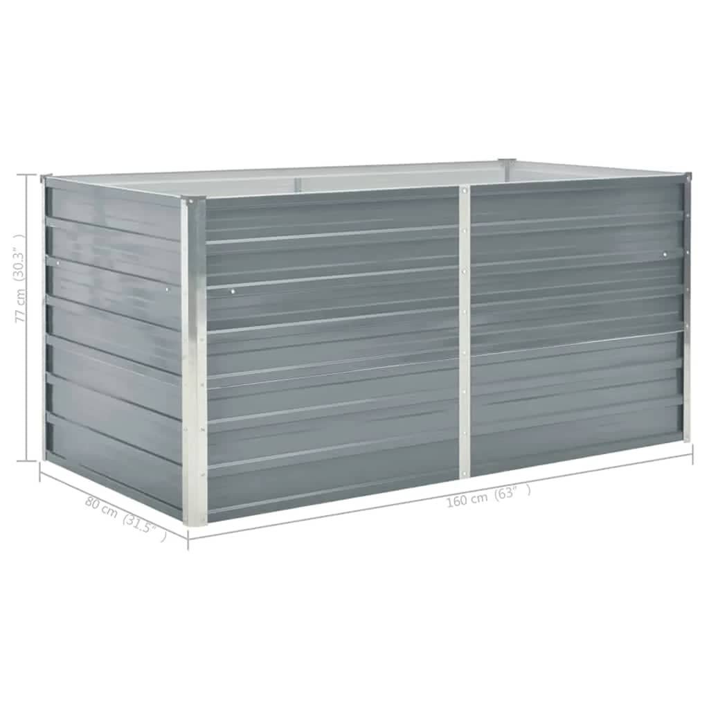 vidaXL Hochbeet Hochbeet Grau 160 x 80 x 77 cm Verzinkter Stahl