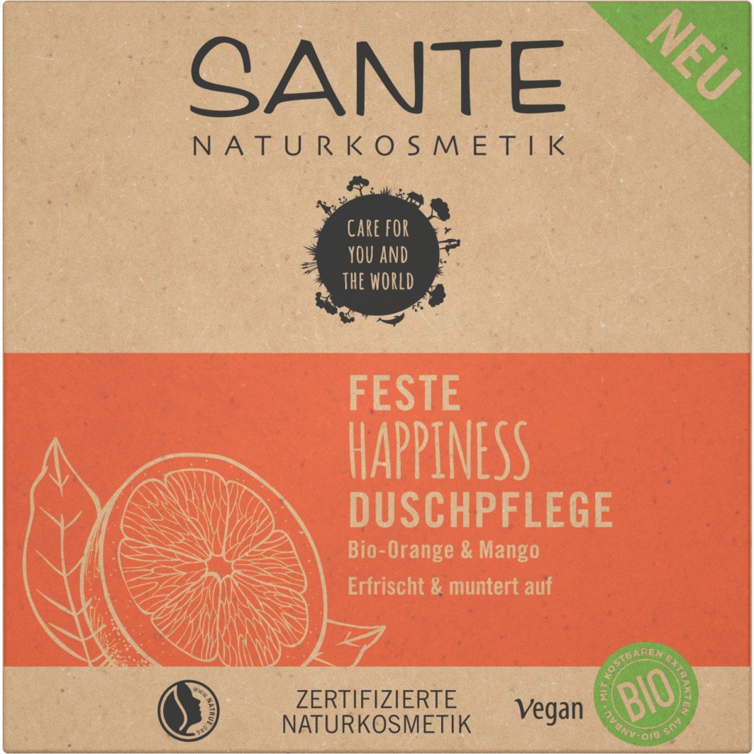 Feste HAPPINESS Duschpflege Bio-Orange & Mango