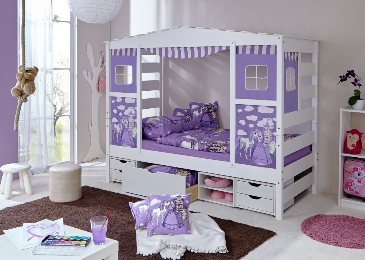 Ticaa Hausbett Lila Var 3 - mit Funktionsschubkasten -