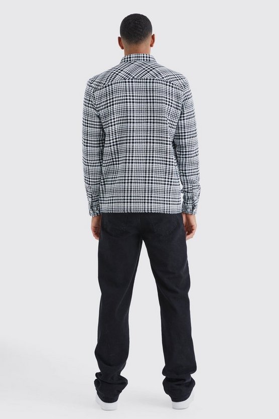 Tall langärmliges strukturiertes kariertes Overshirt
