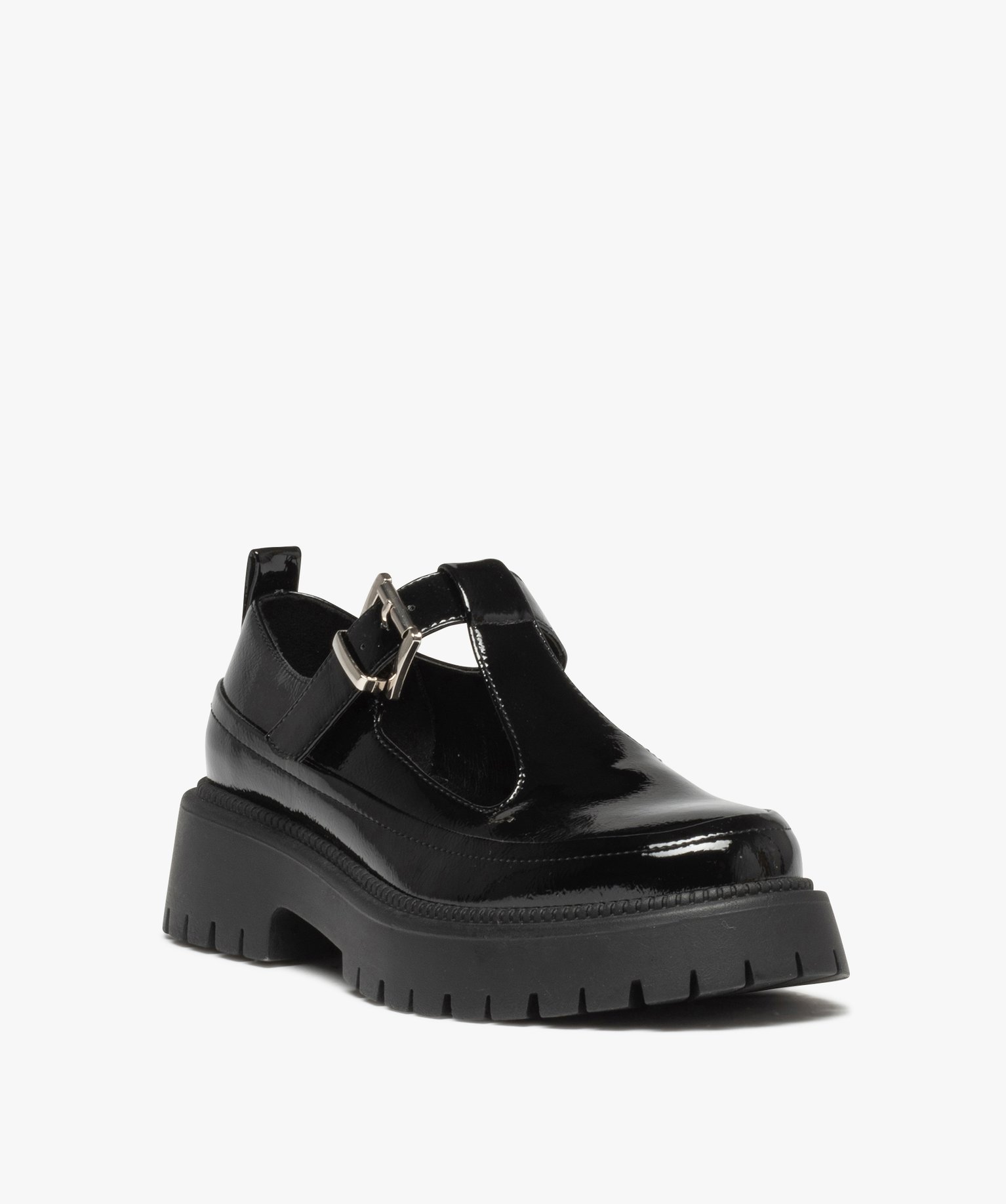 Derby verni esprit babies sur semelle crantée femme noir | GEMO