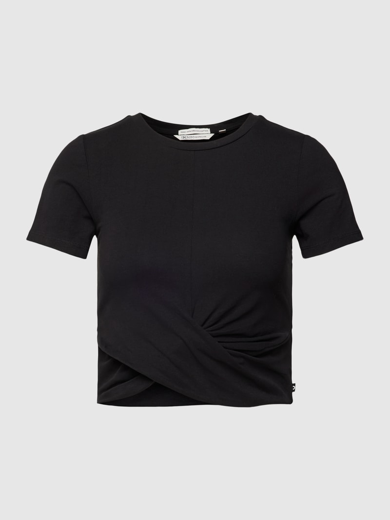 Cropped T-Shirt mit Knotendetail in schwarz