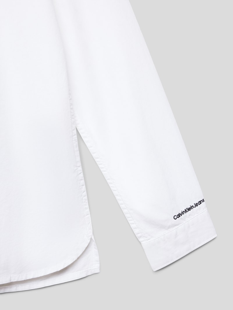 Freizeithemd mit Label-Stitching in weiß