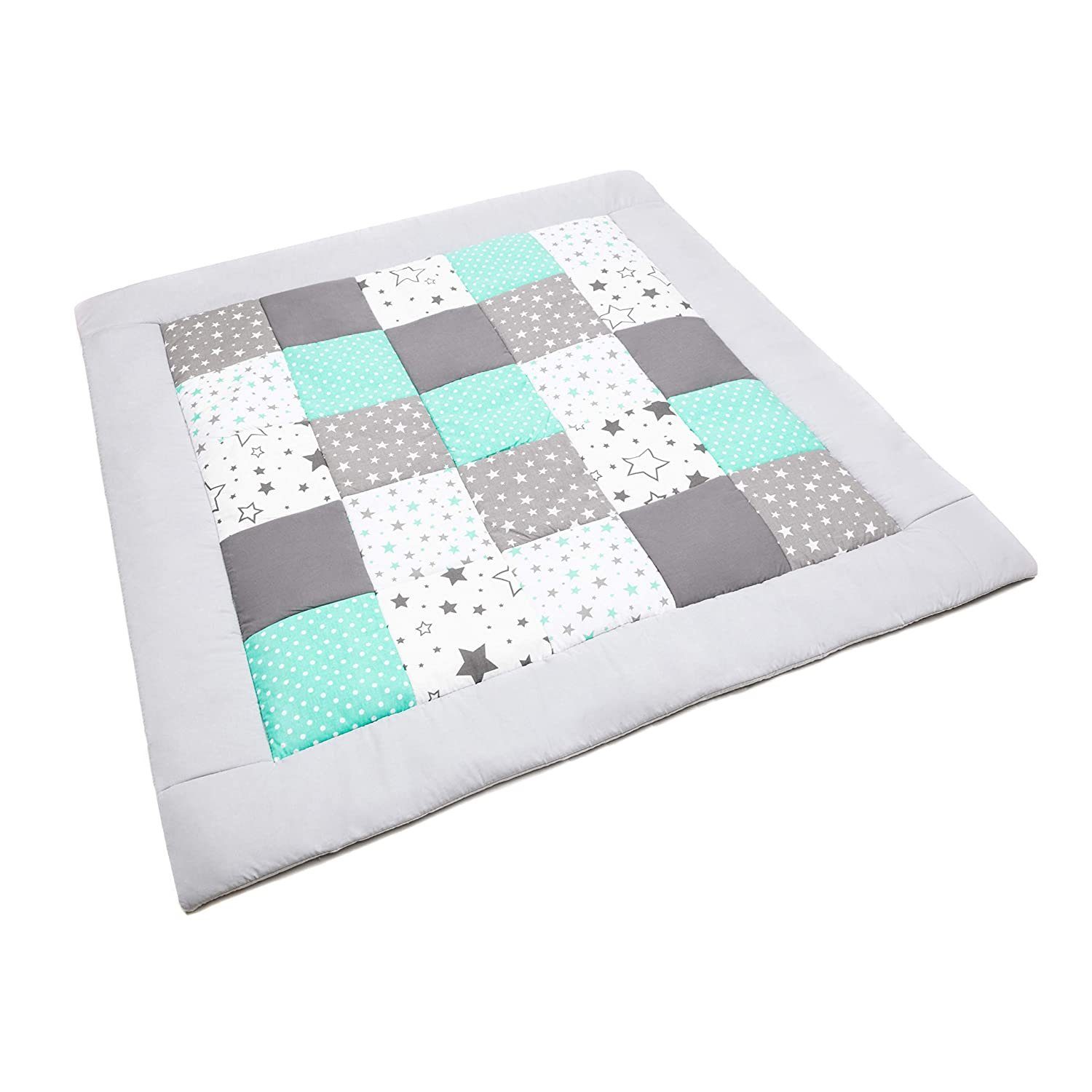 Krabbeldecke (Made in EU) Patchworkdecke, Patchwork: Spieldecke, Laufgittereinlage, Decke, Kuscheldecke, Spielmatte, Matte, Krabbelmatte, als Geschenk für Baby, Kinder, Erstausstattung M058, Amilian