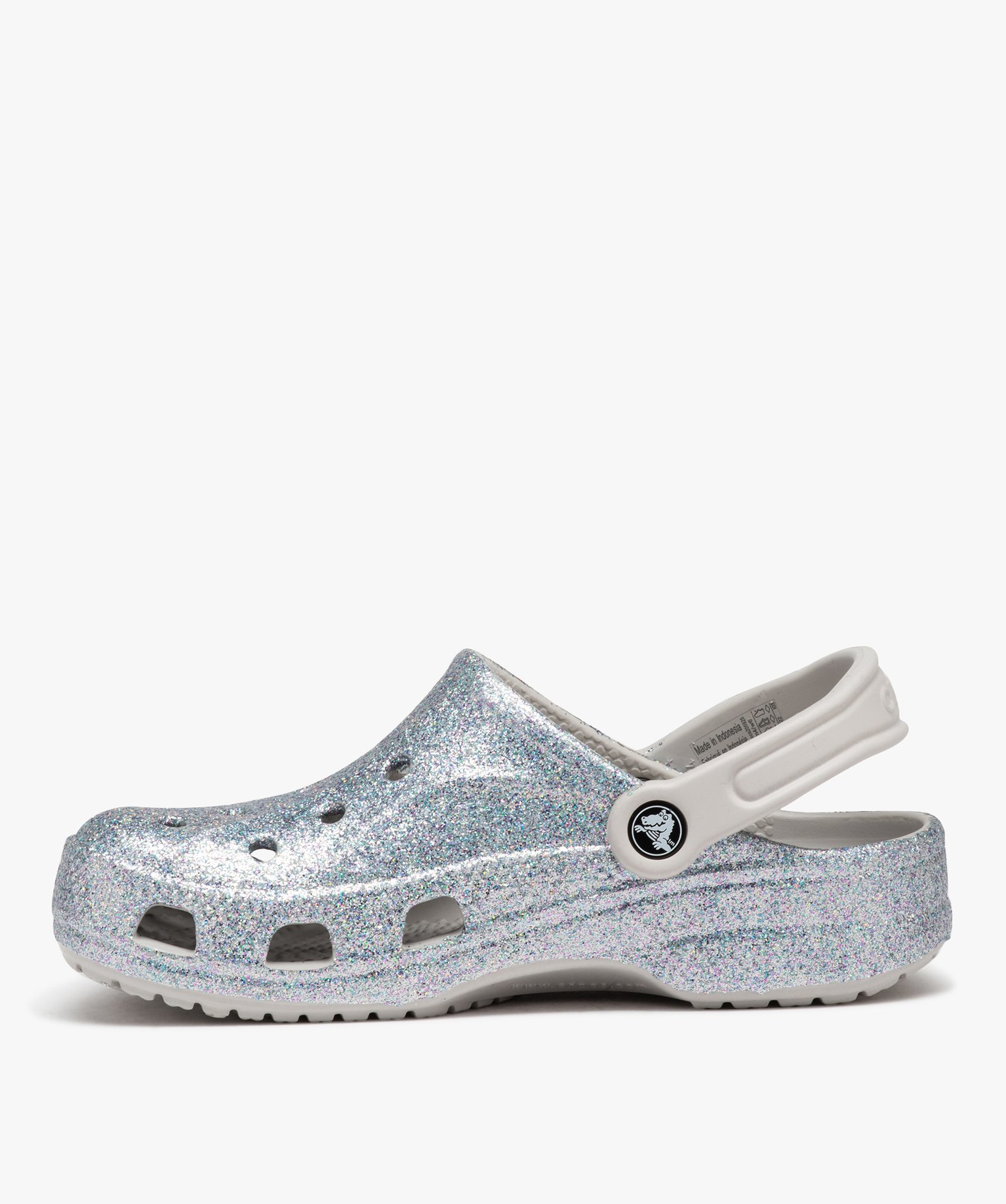 Sabots souples femme dessus perforé à paillettes - Crocs argent | GEMO