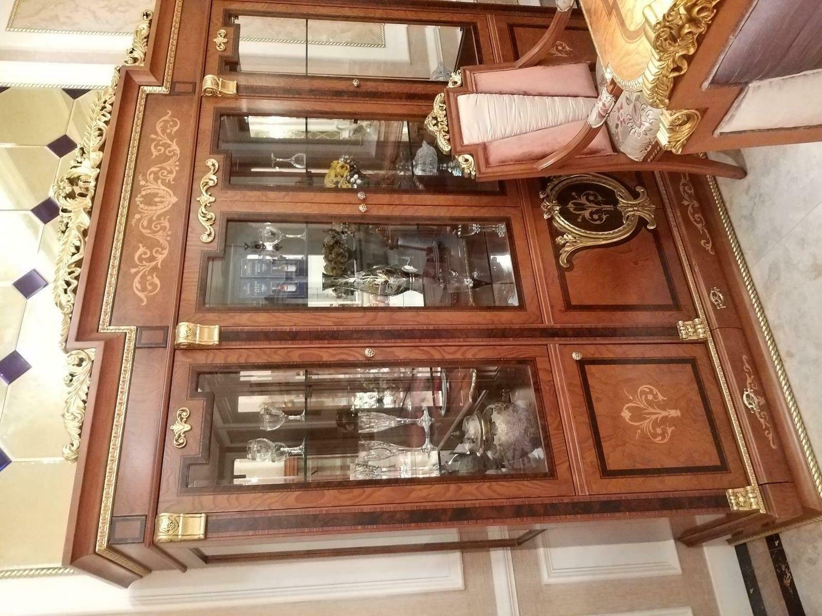 JVmoebel Esszimmer-Set, Esszimmer Set Garnitur Vitrine Tisch 7x Stuhl Kommode Spiegel