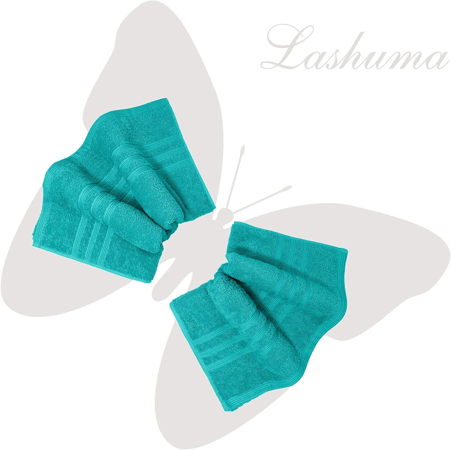 Lashuma Handtuch Set London, Frottee, (2-tlg), Grüne Baumwollhandtücher kuschelig 50x100 cm