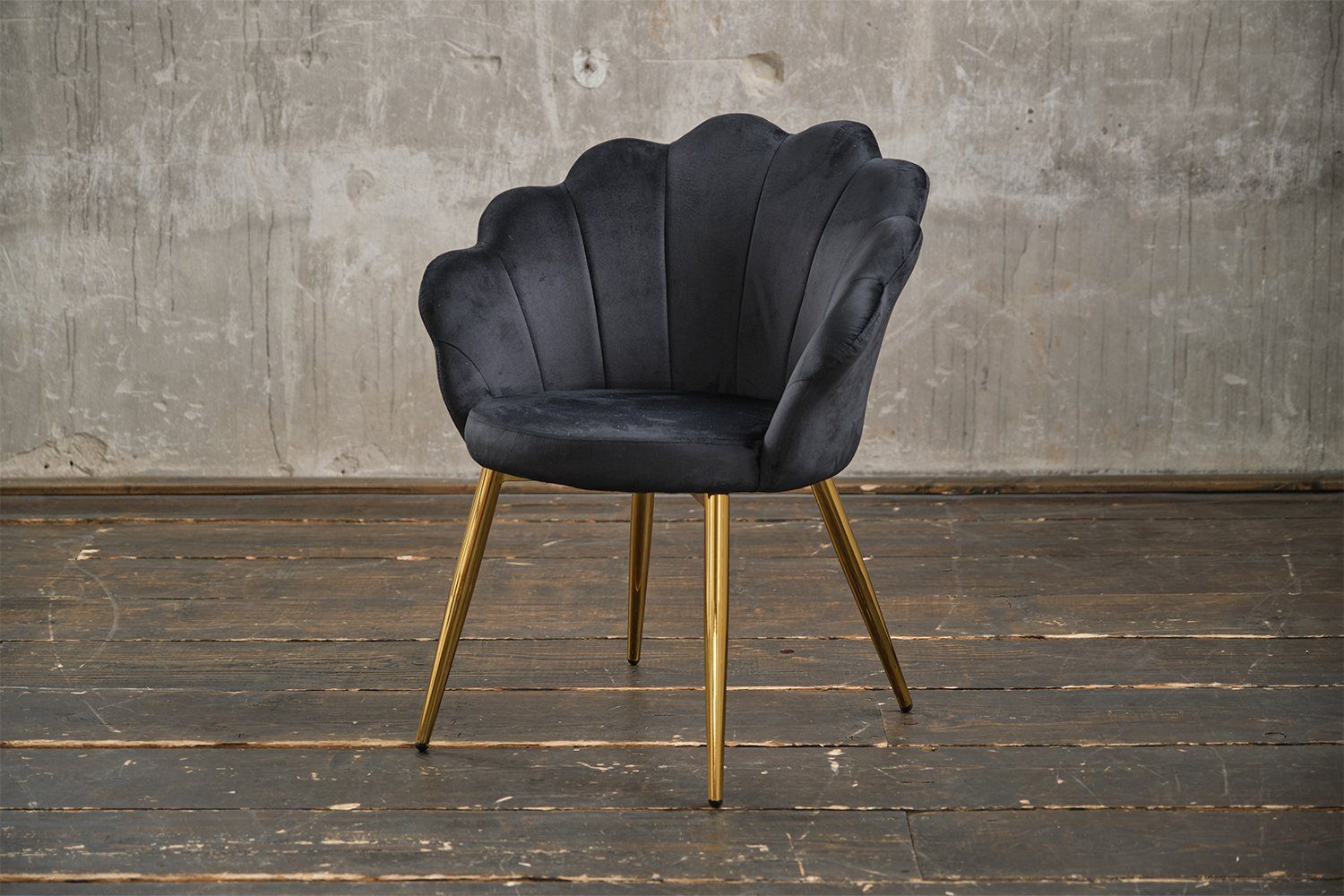 KAWOLA Esszimmerstuhl CARLA, Stuhl Velvet, versch. Farben, Fuß schwarz od. gold