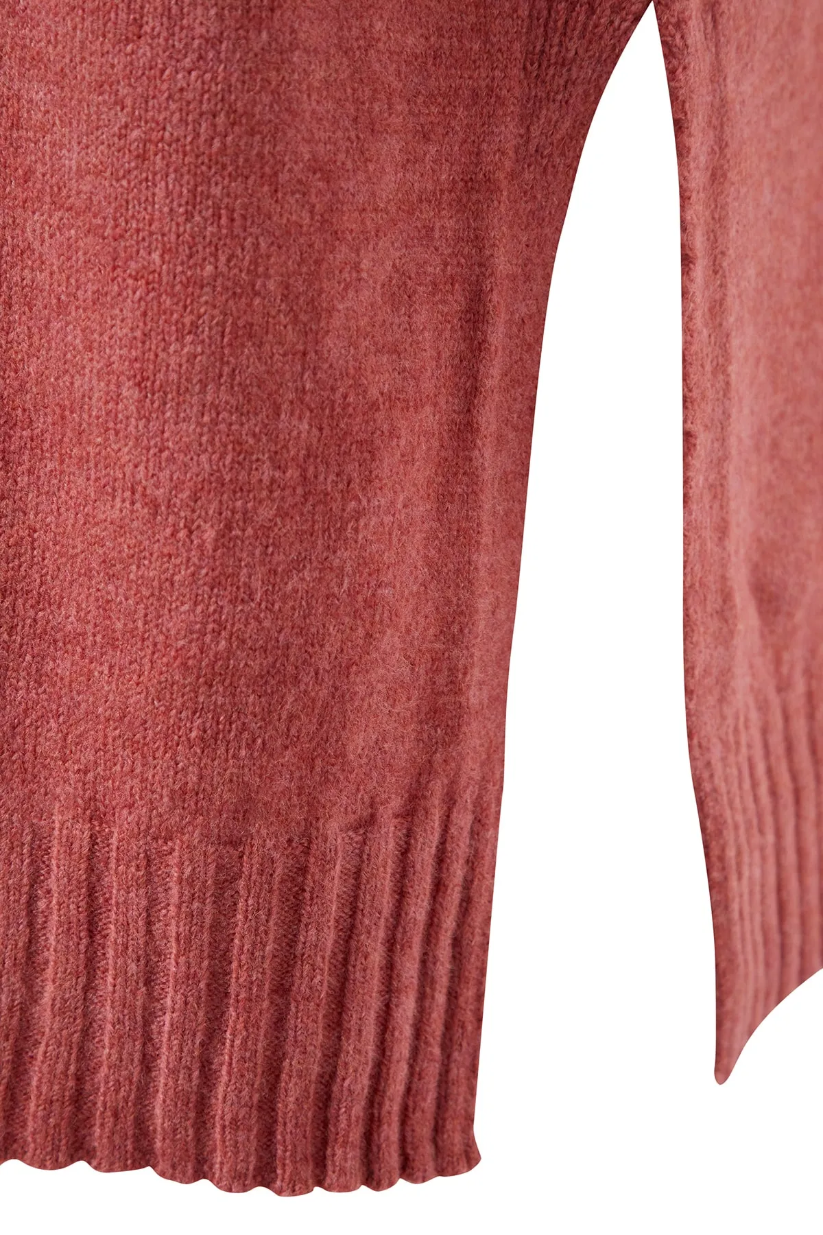 Trendyol Collection  Dusty Rose Wide Fit Midi-Strickkleid mit weicher Struktur und hohem Kragen TWOAW23EL0005