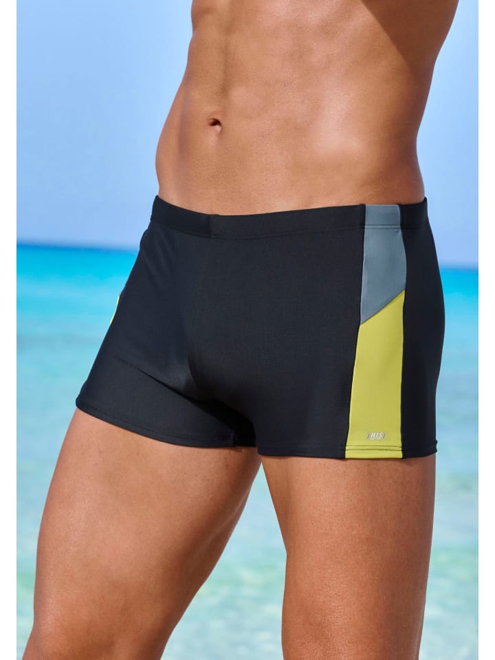 H.I.S Boxer-Badehose in schwarz-gelb günstig kaufen