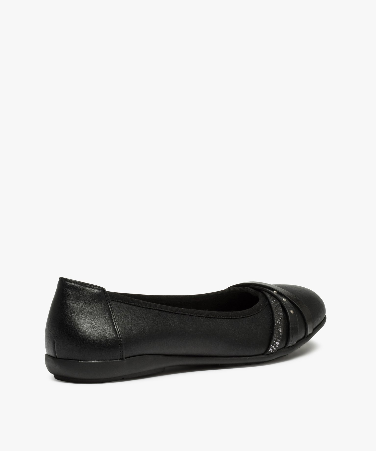 Ballerines femme unies à talon plat et brides fantaisie noir | GEMO