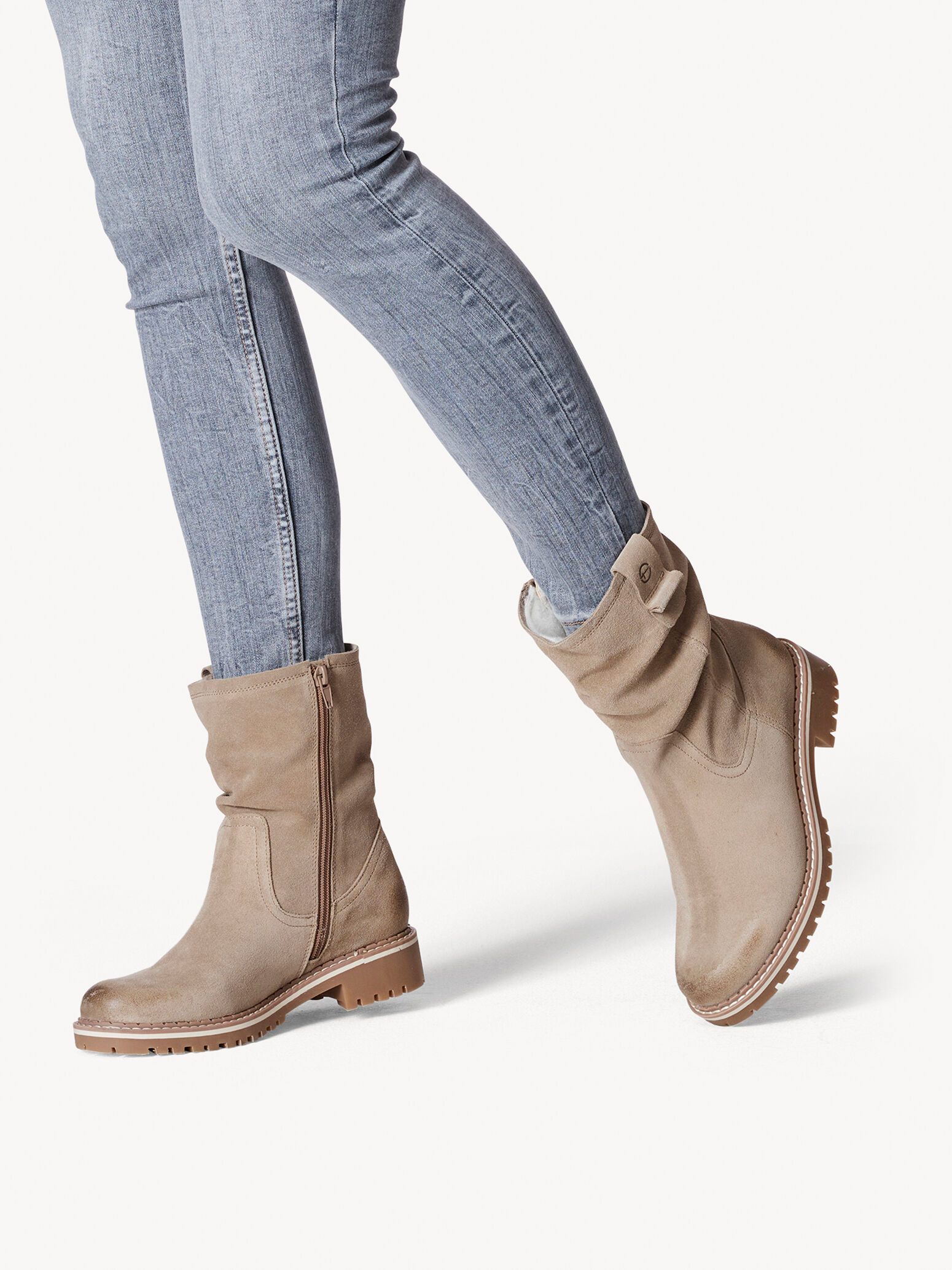 Bottine en cuir - beige doublure chaude