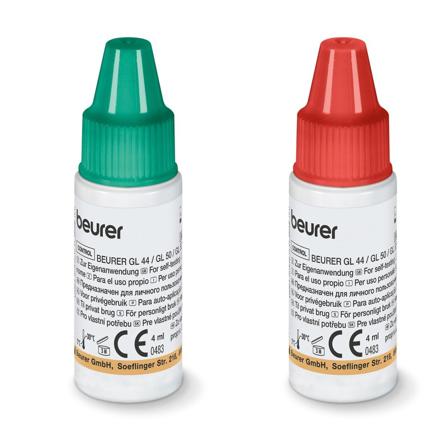 Beurer Kontrolllösung GL 44/50/55 evo LEVEL 3 + LEVEL 4-Kontrolllösung LEVEL 3 + LEVEL 4 für die Blutzuckermessgeräte GL 44/50/55 evo