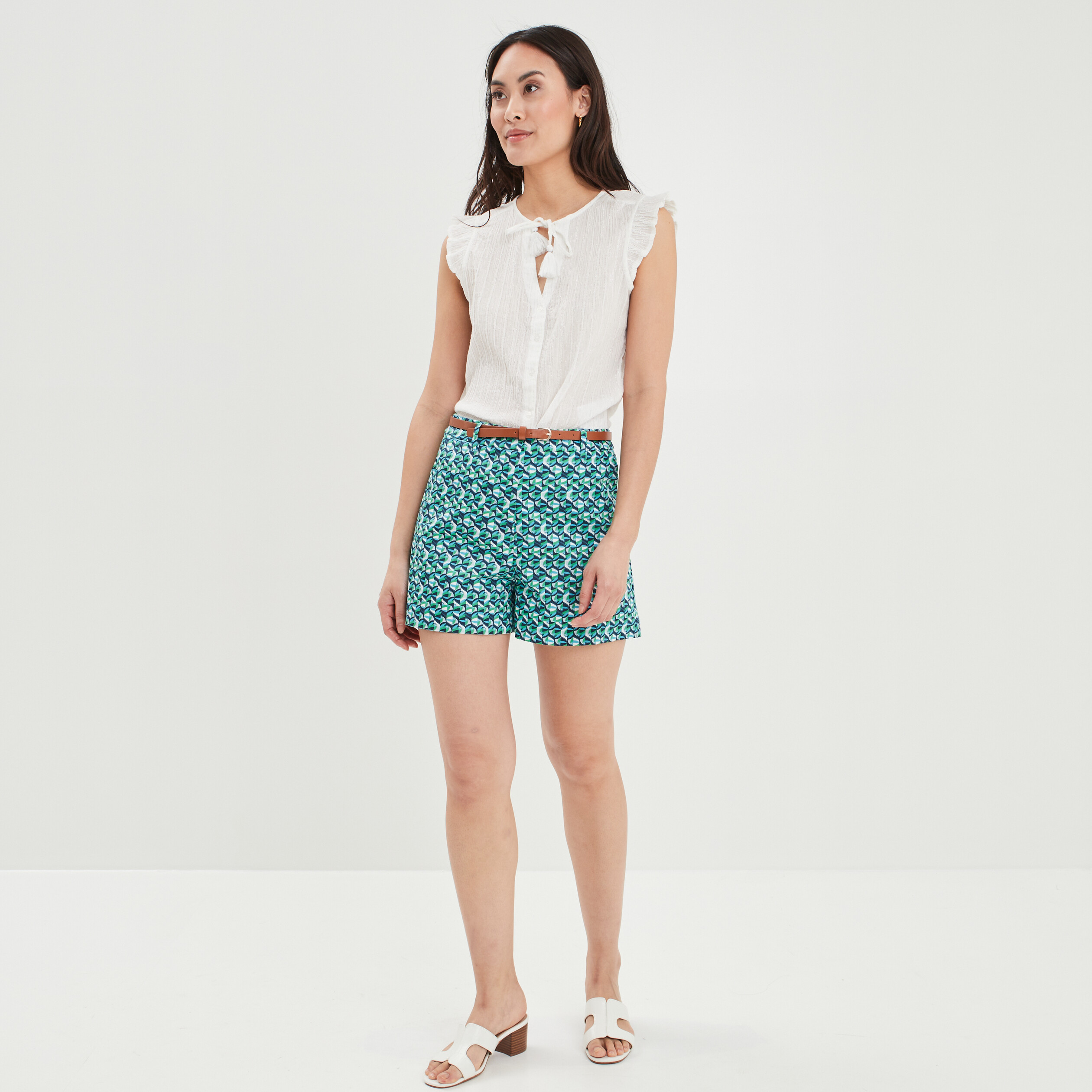 Chemise sans manches avec cordons blanc femme | La Halle