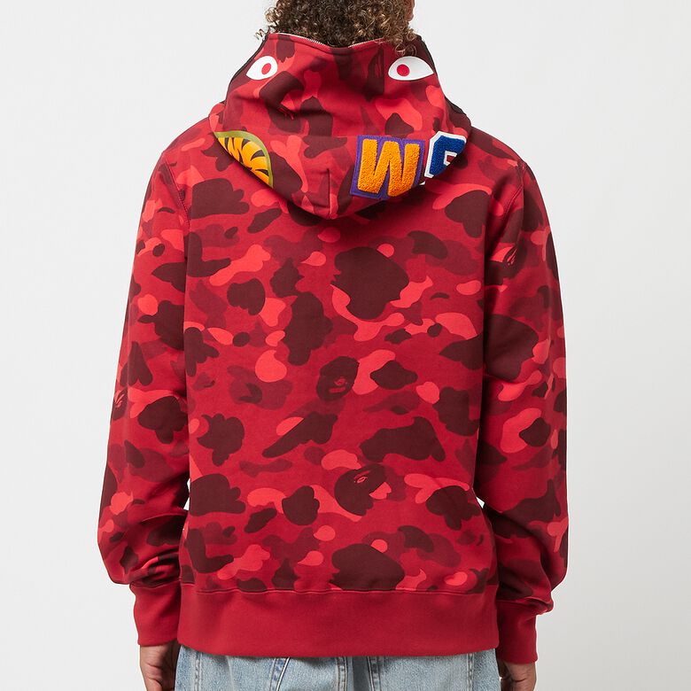 A Bathing Ape Color Camo Shark Full Zip Hoodie M red