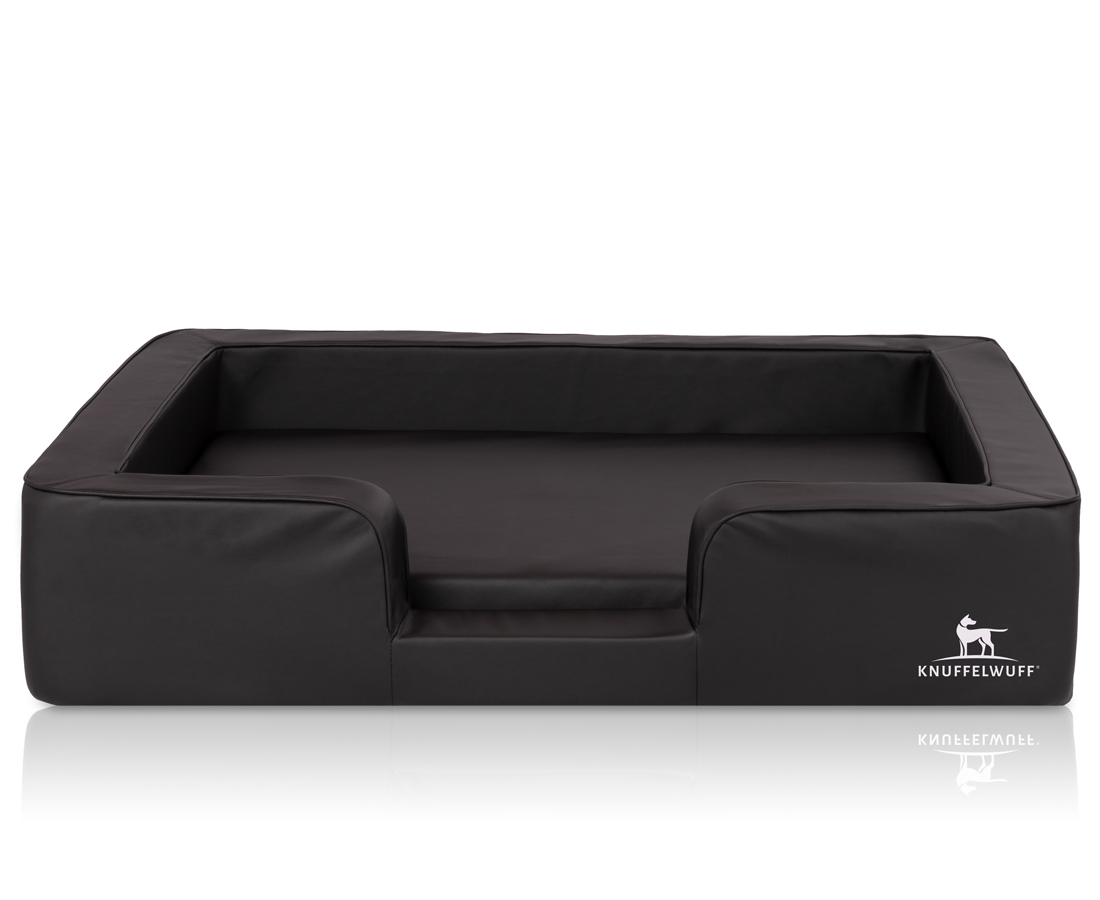 Knuffelwuff Hundebetten Knuffelwuff orthopädisches Hundebett mit Wendekissen aus Kunstleder Indianapolis schwarz XL