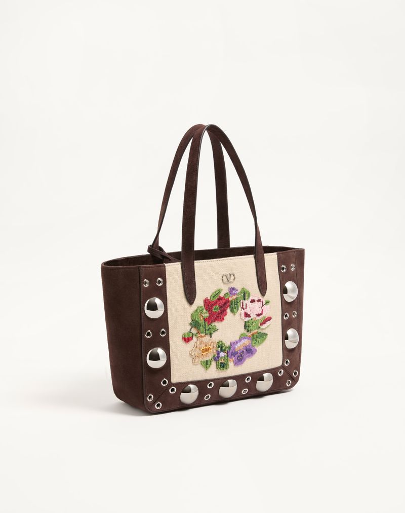 Bolsa de compras média bordada Valentino Garavani Nellcôte
