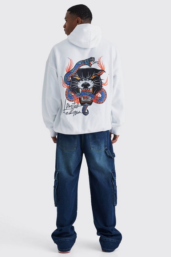 Oversize Hoodie mit Panther Schlagenprint
