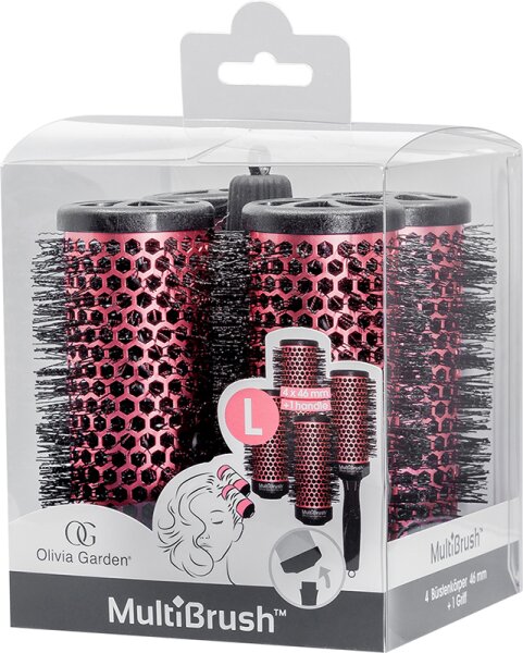 Olivia Garden MultiBrush 46/62 rot, 4er Set mit Griff Bürstenset