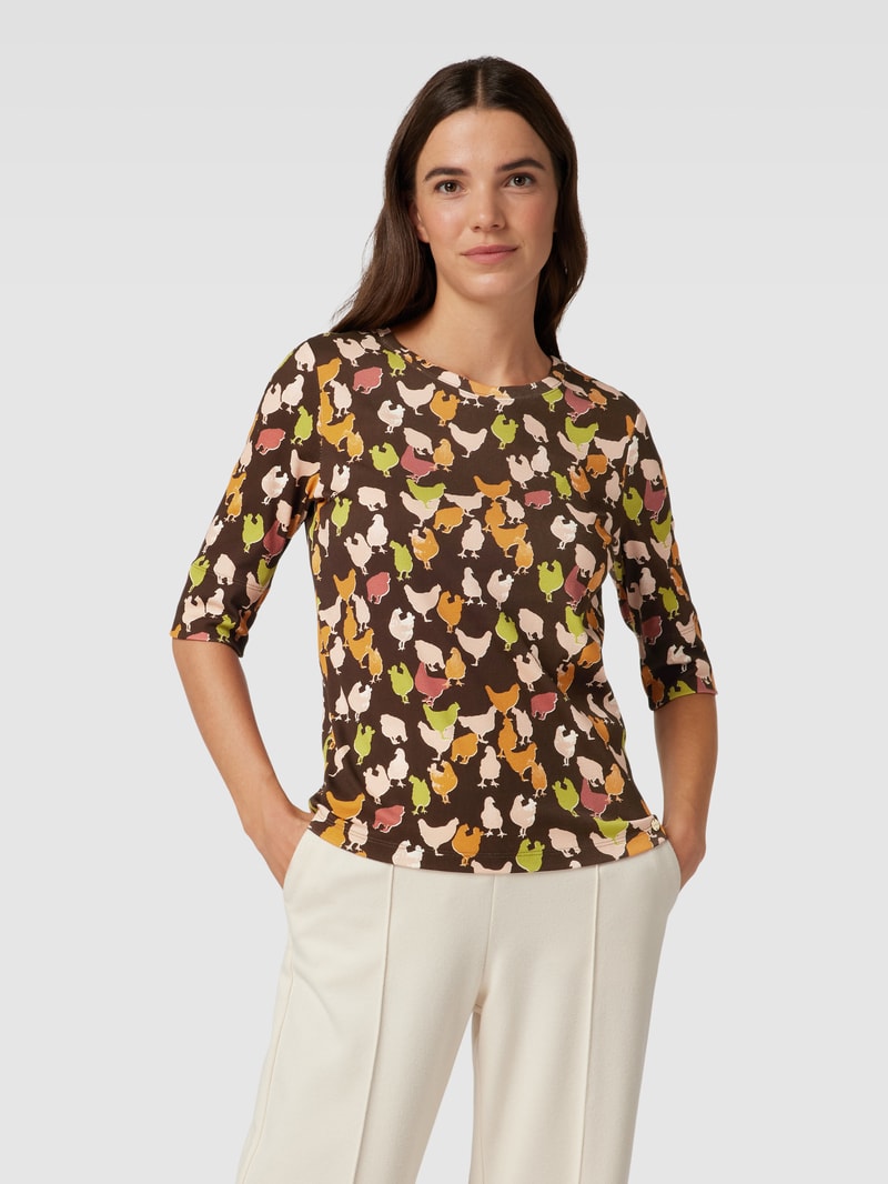 T-Shirt mit 1/2-Arm in schokobraun