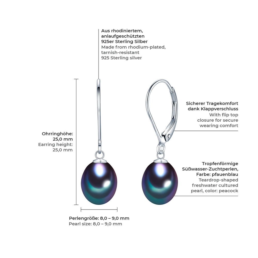 Valero Pearls Boucles d'oreille en perle Argent sterling Perle de culture d'eau douce en Argent Boucles d'oreilles