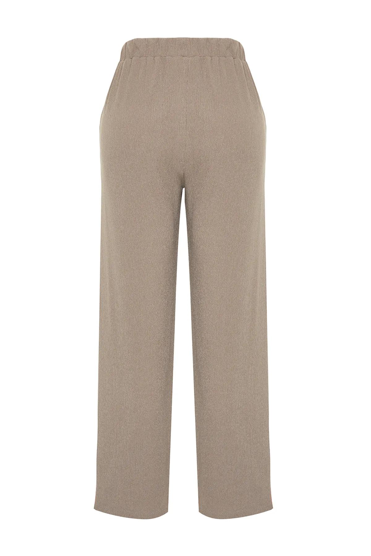 Trendyol Curve  Braune, weit geschnittene Strickhose TBSSS24AR00006