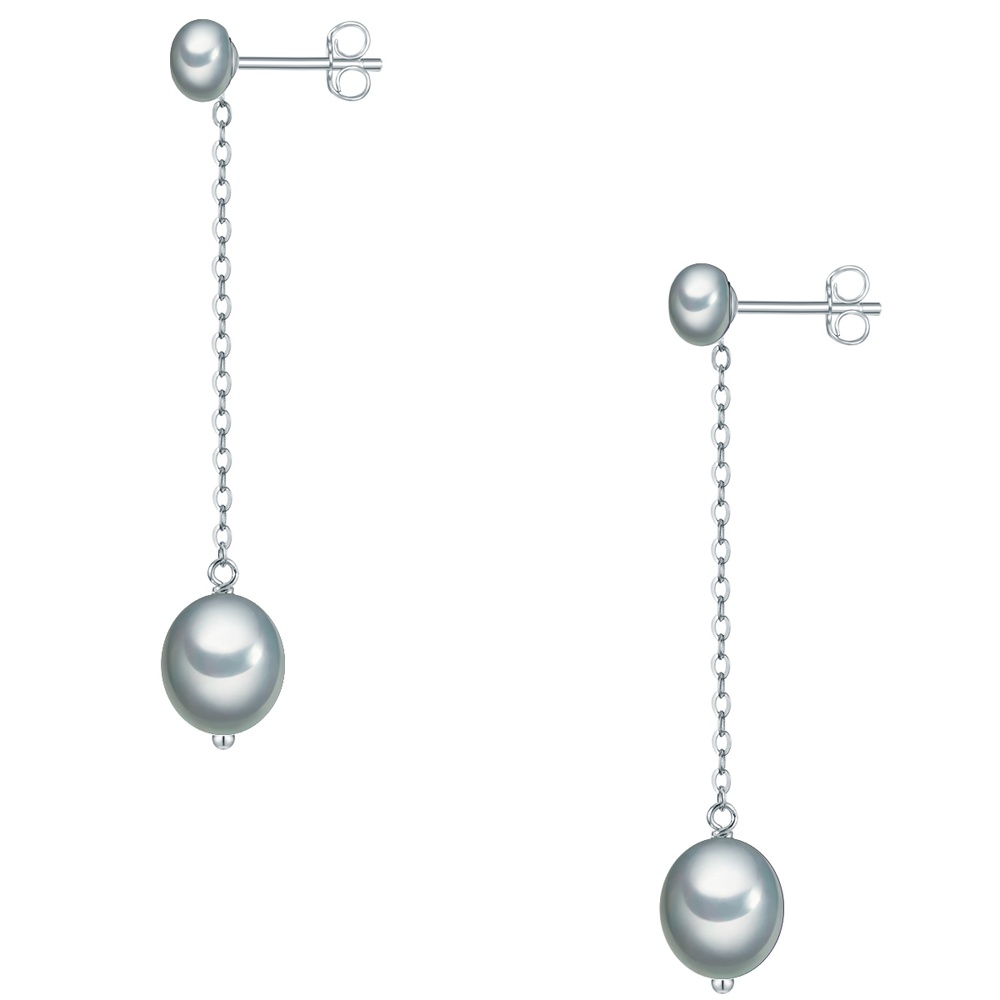 Valero Pearls Puce d'oreille en perle Argent sterling Perle de culture d'eau douce en Argent Boucles d'oreilles