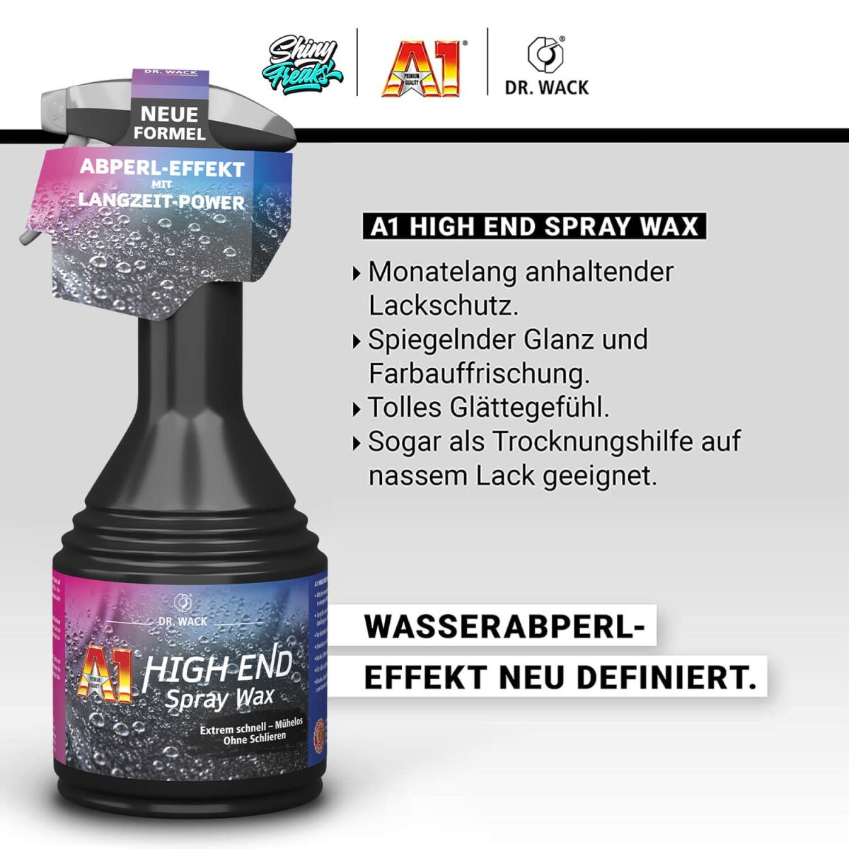 Dr. Wack High End Spray Wax   Soft99 Glaco Set für die Lack- & Glasversiegelung: Soft99 Glaco Roll On Max 300ml   Dr. Wack A1 Sprühwachs   ChemicalWorkz Mikrofasertuch 500GSM & Carbontuch 360GSM  | 4-teiliges Sparset
