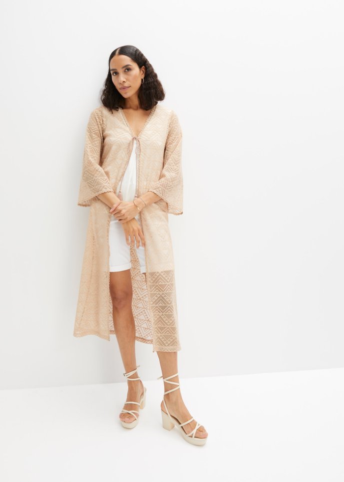Longjacke in Crochet-Optik