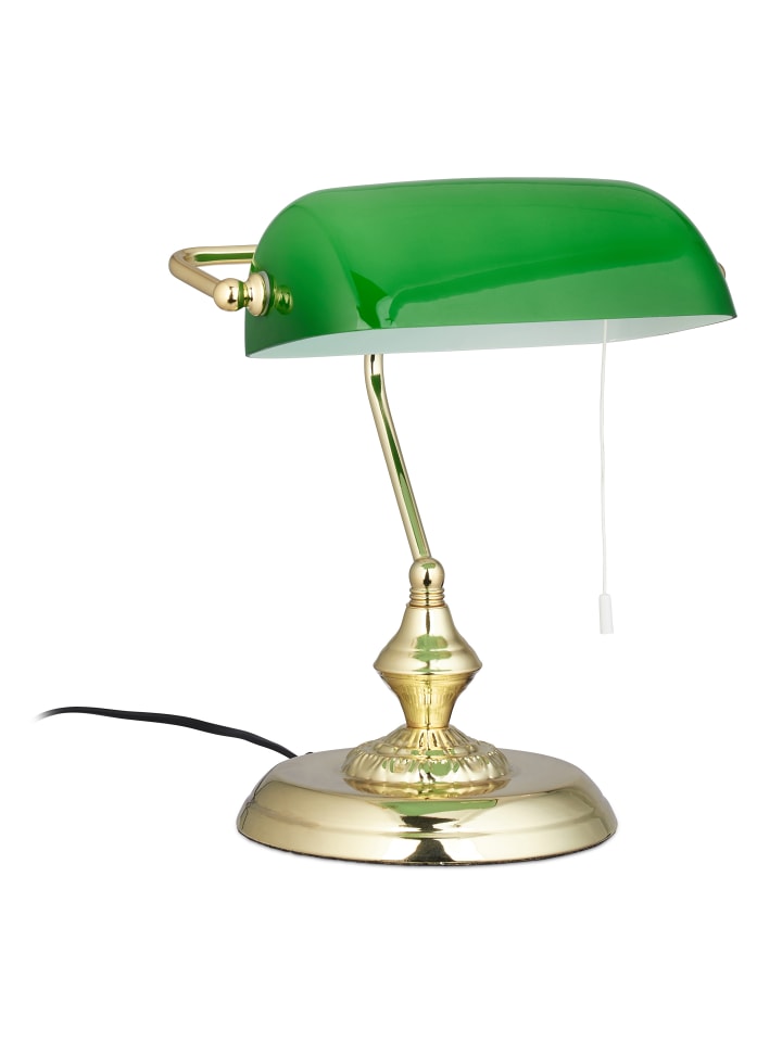 relaxdays Bankerlampe in Grün/ Messing - (H) 31 cm günstig kaufen onesize