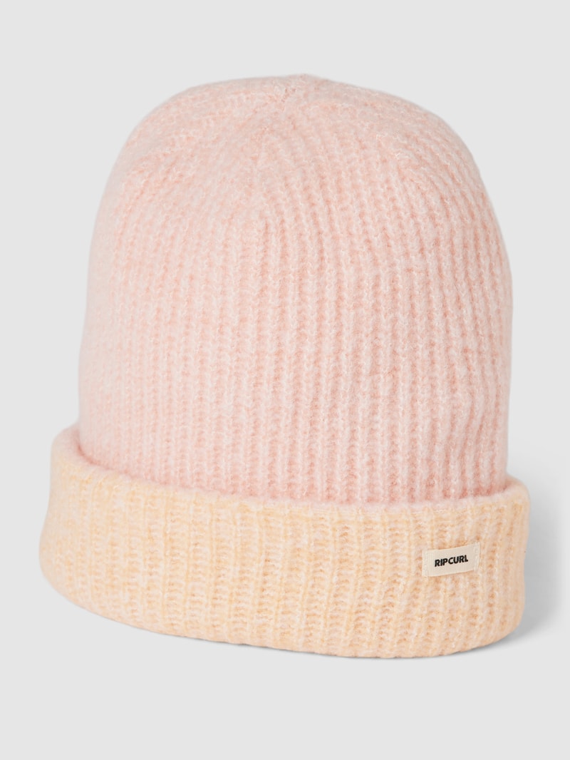 Beanie mit Label-Detail in Two-Tone-Machart in hellrosa