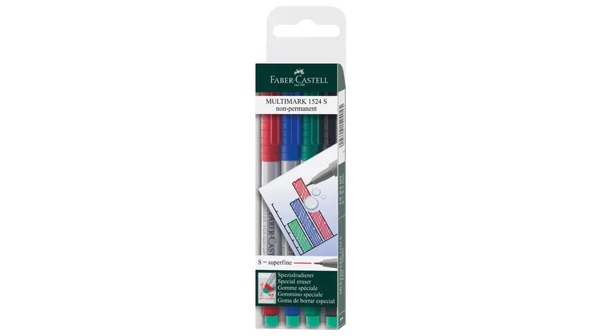 FABER-CASTELL Folienstift Multi 4er-Etui SF superfein wasserlöslich