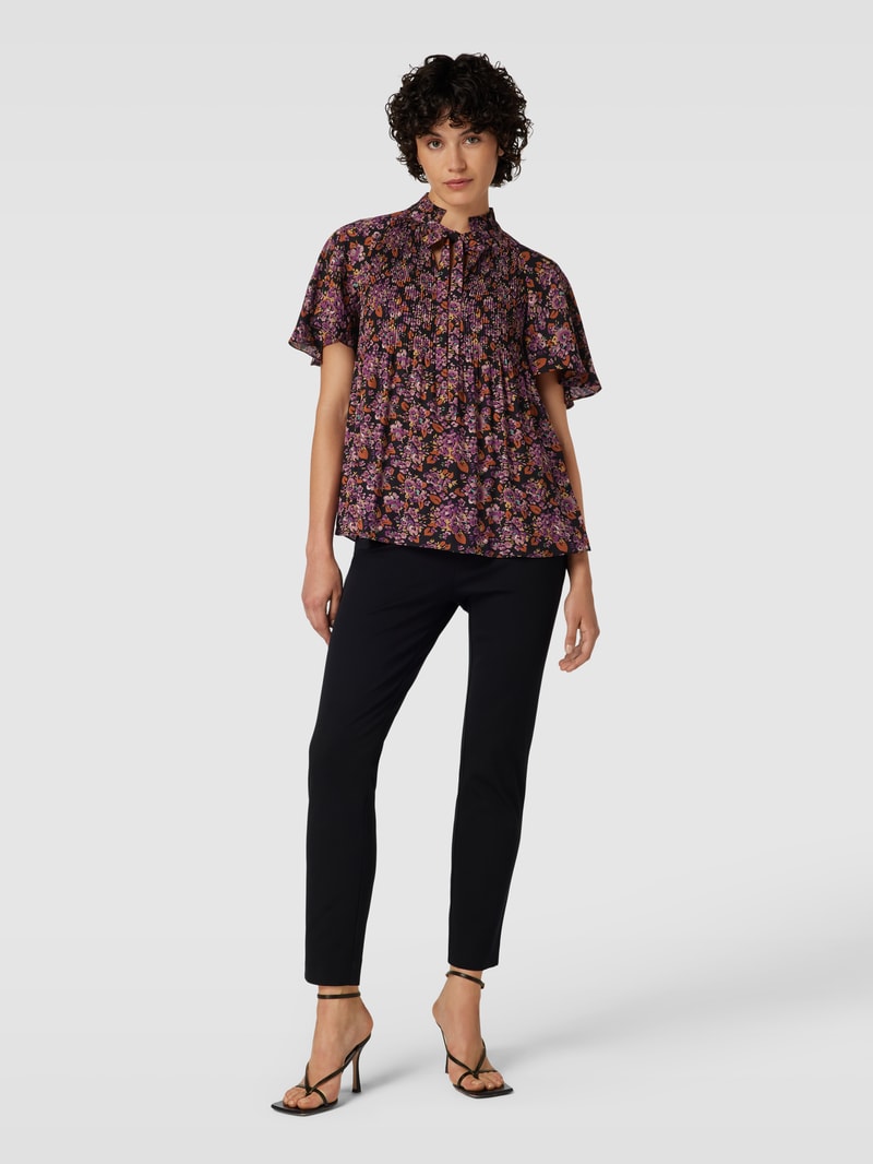 Schluppenbluse mit floralem Muster Modell 'ADAR' in lila