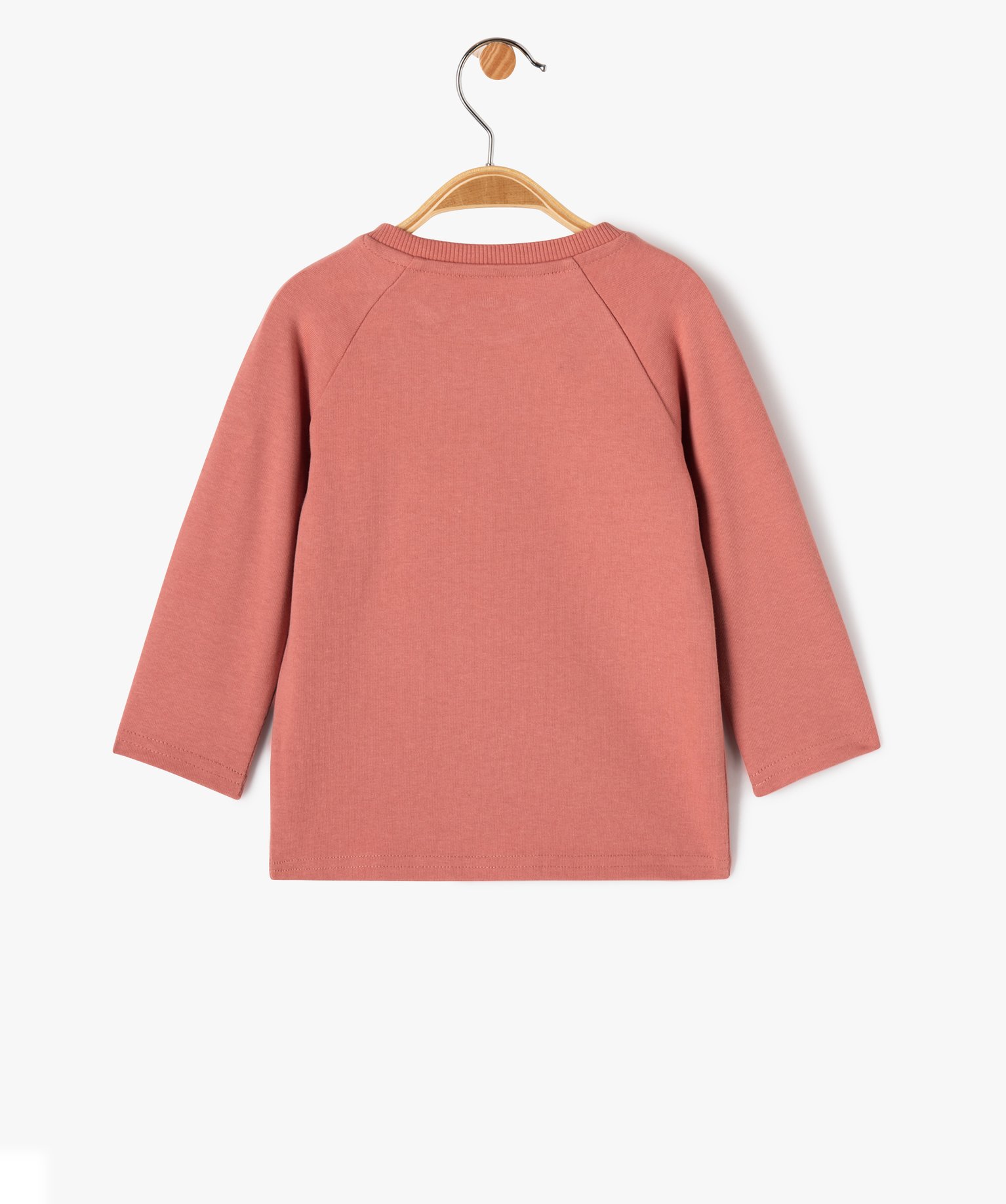 Tee-shirt manches longues en coton épais brodé bébé Garçon rose | GEMO