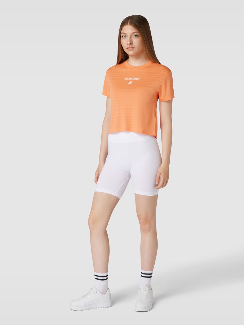 Cropped T-Shirt mit Label-Print in orange