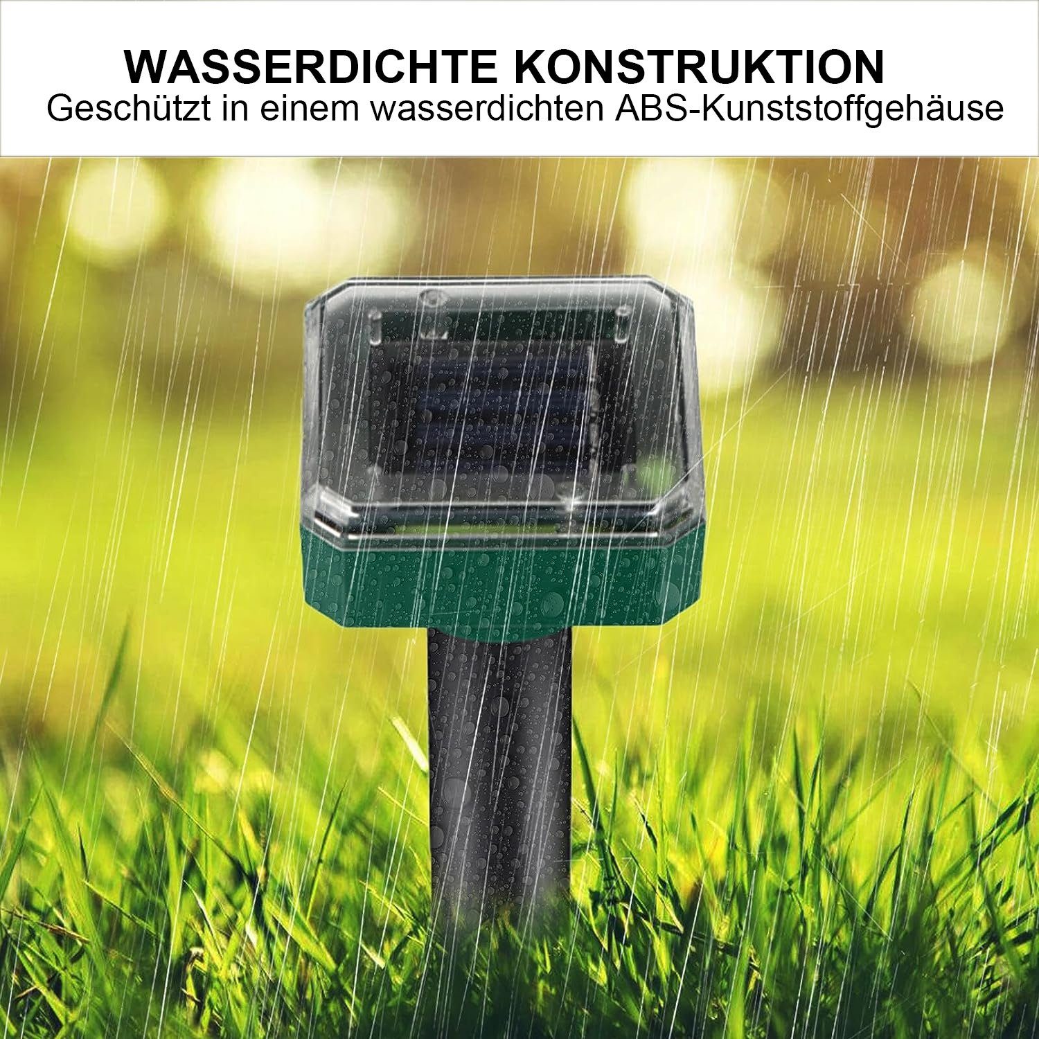 KINSI Ultraschall-Tierabwehr Katzenschreck 4 Stück, Solar-Katzenschreck, wasserdicht, Analoge Vibration