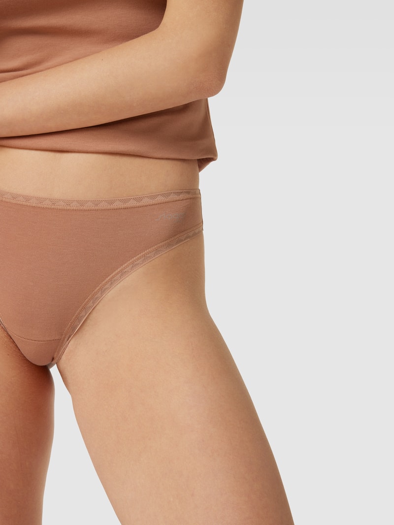 Perioden-Pants mit Lochstickerei in mittelbraun