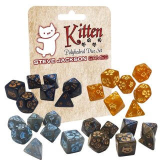 Kitten Polyhedral Dice Black (7)