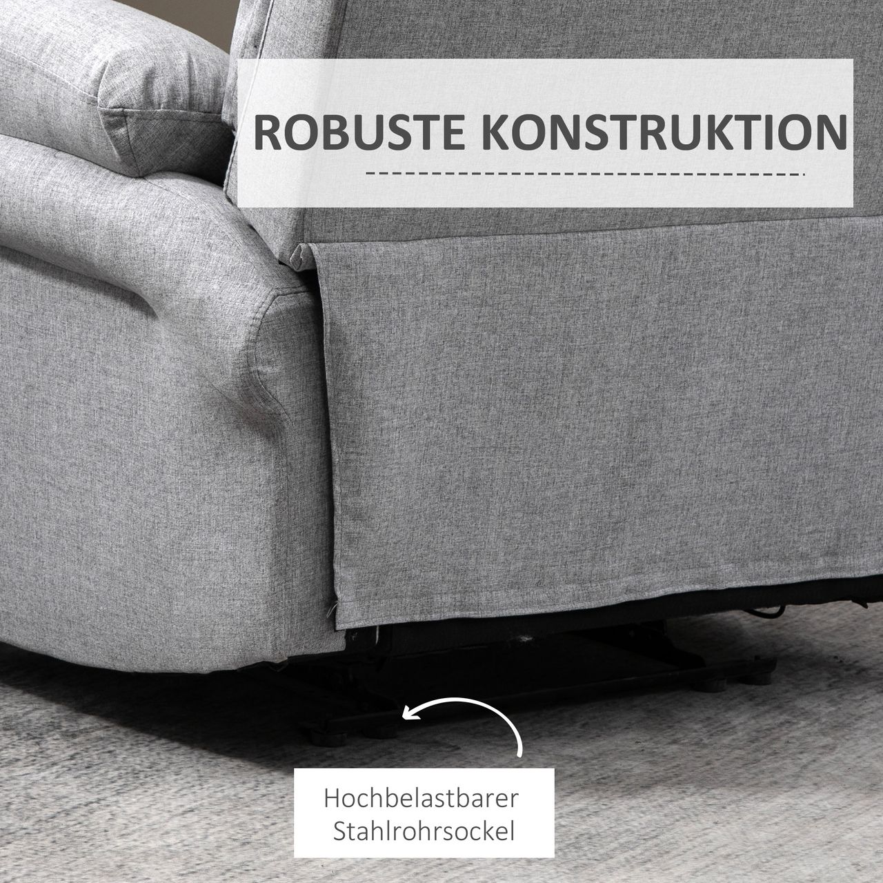 HOMCOM Relaxsessel mit Liegefunktion Einzelsofa Verstellbar Liege 165° neigbar Liegesessel Ruhesessel Fernsehsessel für Wohnzimmer Schlafzimmer Leinen-Touch Hellgrau 91 x 92 x 102 cm