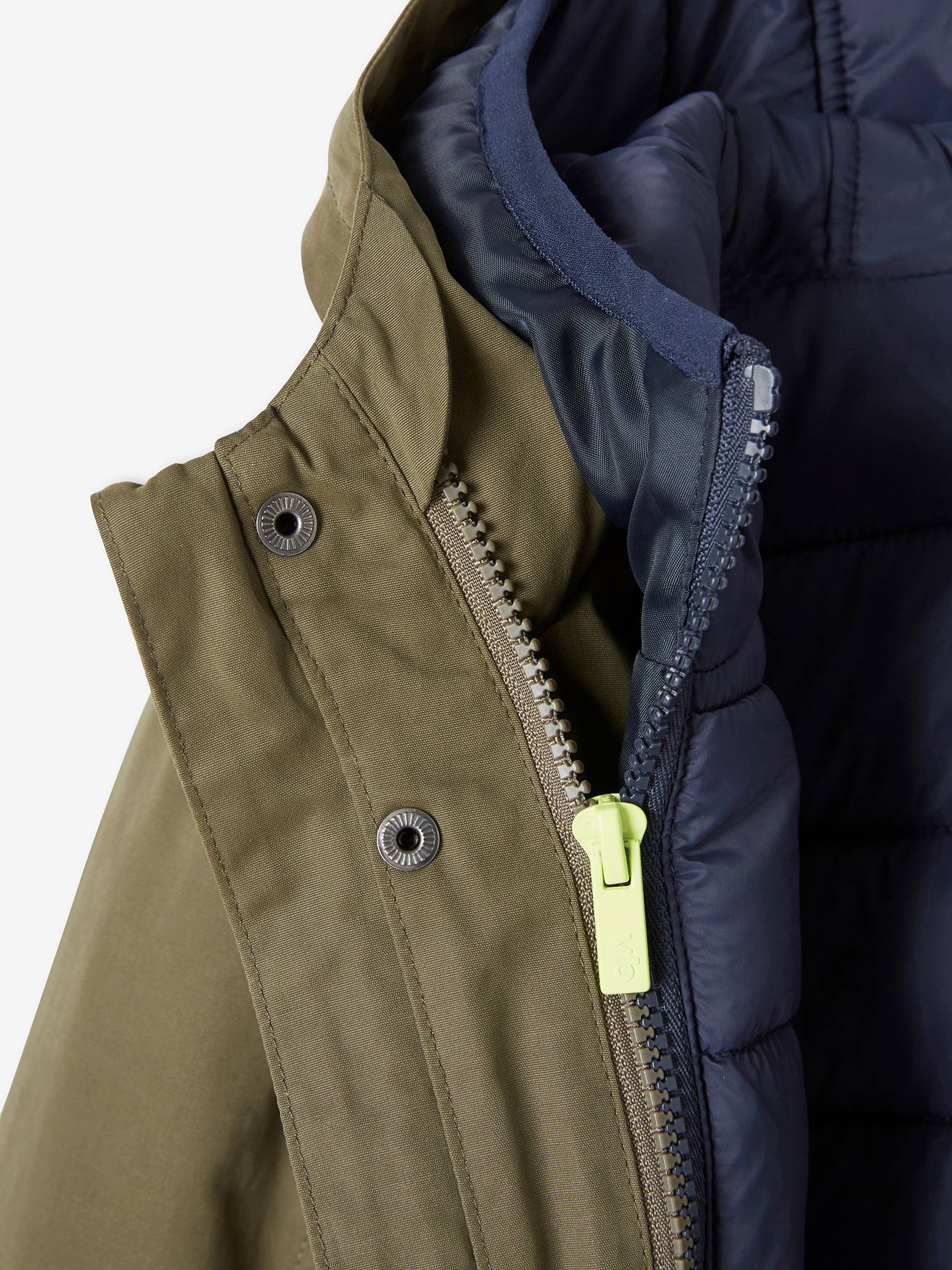 Parka 3 en 1 garçon mi-saison bleu grisé