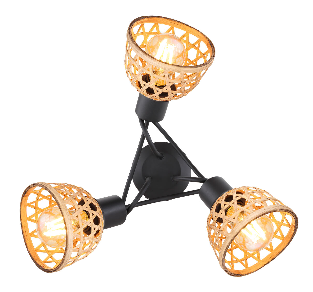 Globo Lighting - WENNA - Deckenleuchte Metall schwarz matt, 3x E27 LED