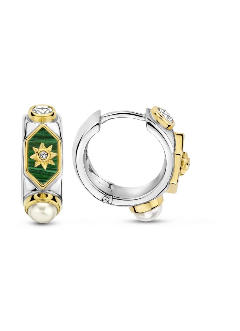 TI SENTO - Milano Silver earrings with malachite and pearl 7946MA_H