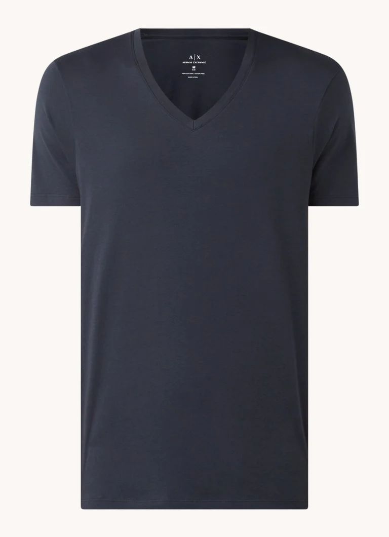Tricou Armani Exchange Pima din bumbac cu guler în V