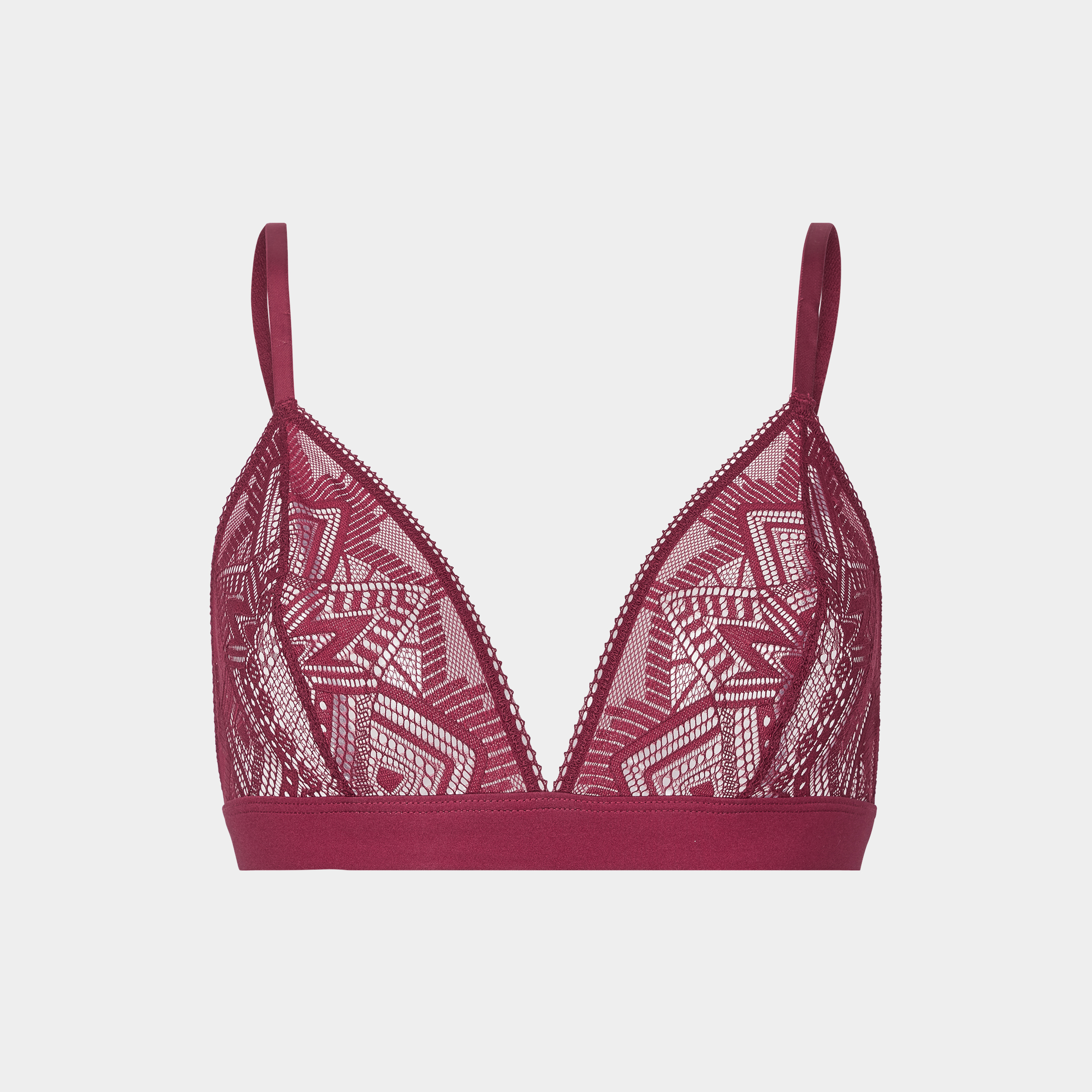 Soutien-gorge triangle en dentelle bordeaux femme | La Halle