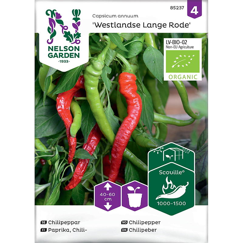 Nelson garden Frø Chilipepper Westlandse Lange Rode Orga.