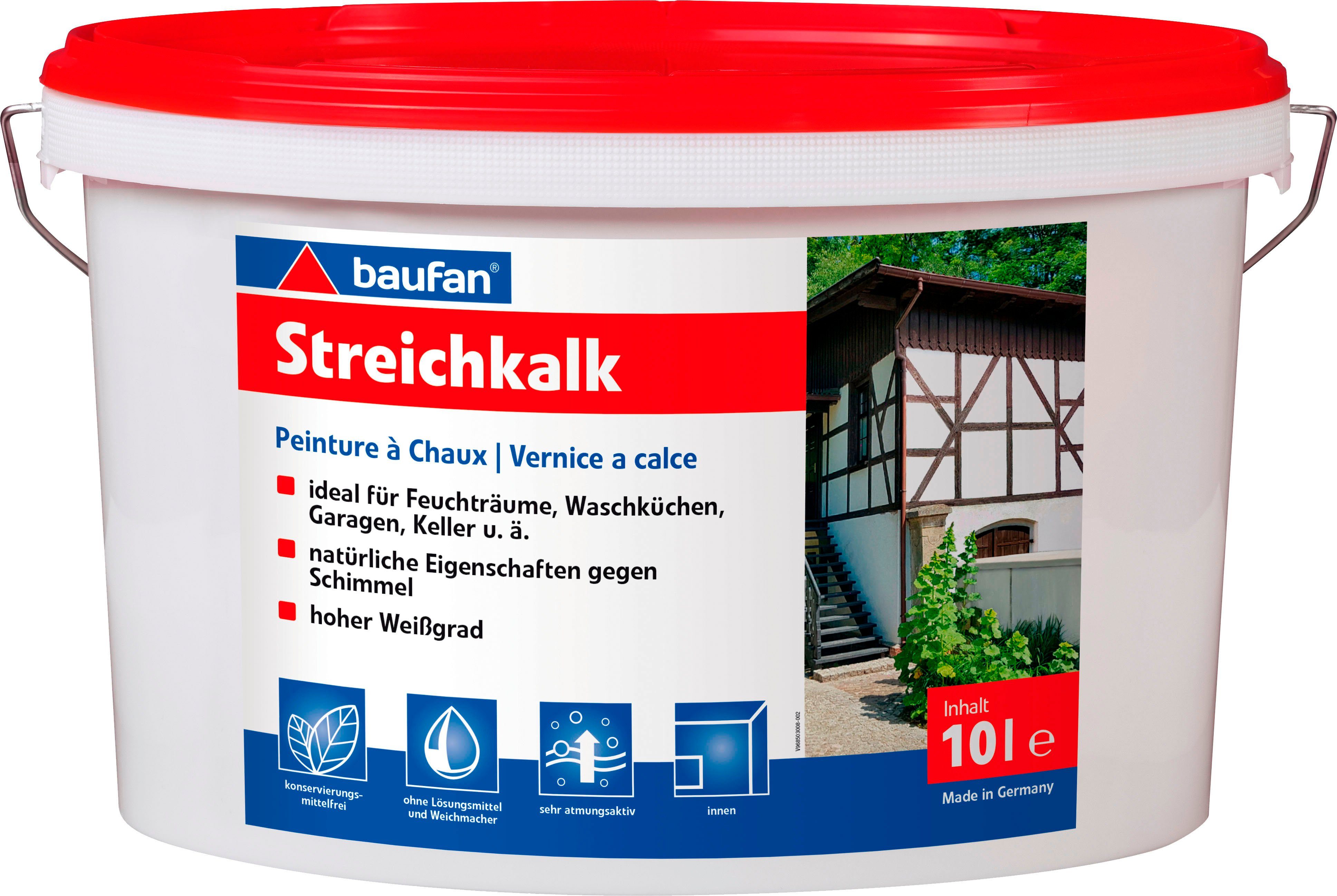 baufan® Wandfarbe, Streichkalk, 10 Liter
