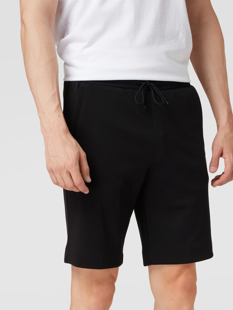 Sweatshorts mit Logo-Print Modell 'Headlo Curved' in schwarz